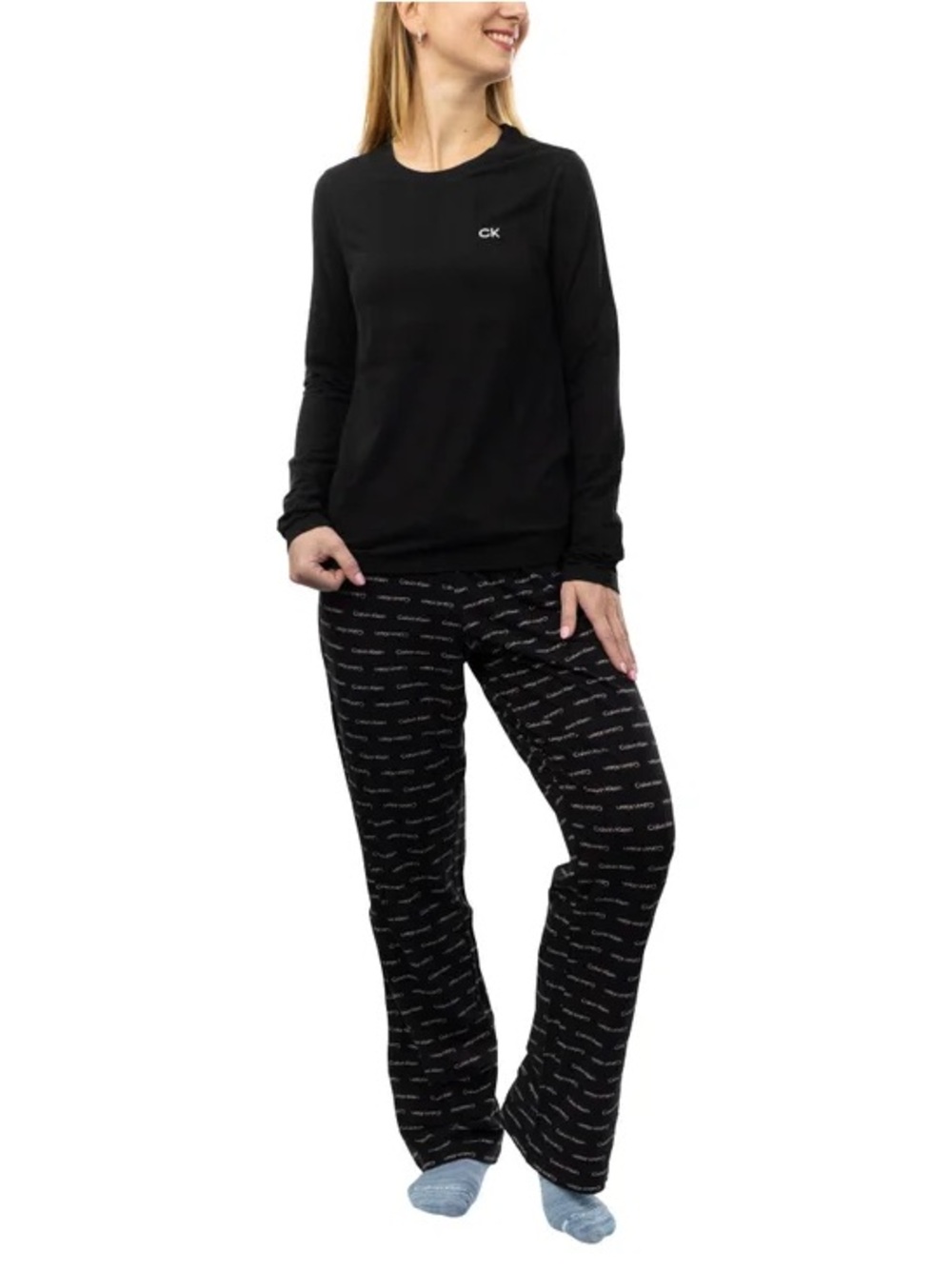 Calvin Klein Black Logo-Print Lounge Pajama Set